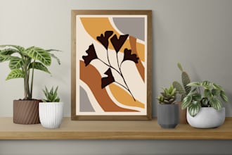 design boho minimalist vector art and abstract wall art illustrations