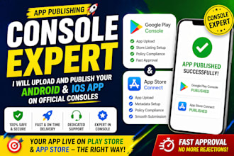 publish your app on google play console and app store connect