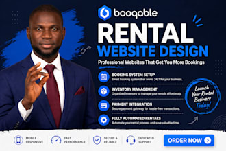 build booqable rental service website for equipment, car, events or party rental