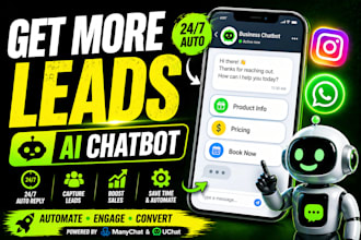 create ai chatbot for instagram, facebook, whatsapp using manychat and uchat