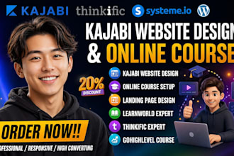 kajabi website online course setup thinkific systeme io wordpress