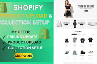 upload shopify products, setup collections and update pricing
