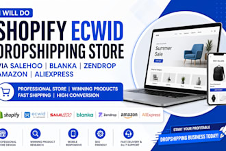 do shopify ecwid dropshipping store via salehoo blanka zendrop amazon aliepress