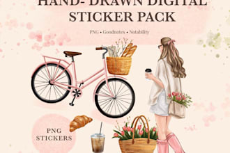 draw aesthetic digital stickers for your planner or journal