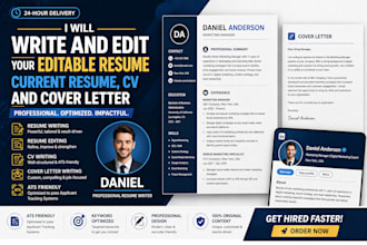 write and edit you editable resume and current resume, cv and cover letter