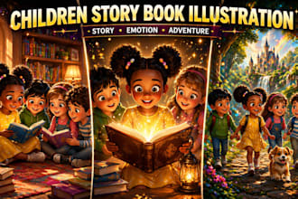 illustrate children story book, kids book, watercolor KDP art