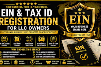 assist with ein application, tax id and llc ein for non US residents