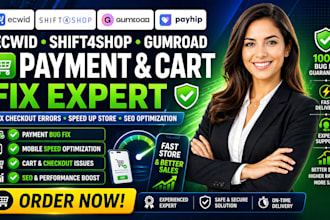 ecwid shift4shop payment bug mobile fix slow store seo payhip gumroad speed cart