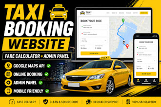 develop taxi booking website with fare calculator and admin panel PHP