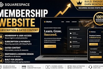 create squarespace membership website with subscription and gated content