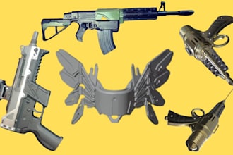 do 3d gun modelling , props weapon for roblox, unity, and blender