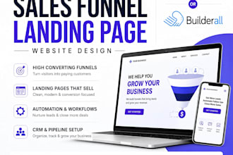 design builderall website, sales funnel landing page builderall, gohighlghlevel