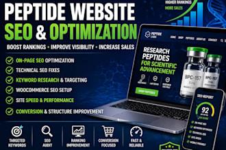 optimize peptide website SEO biotech store ranking woocommerce conversion fix