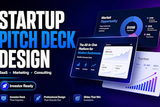 do start up pitch deck design, saas presentation, investor slides expert