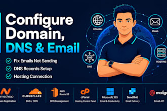 configure your domain, dns, hosting and fix websites issues