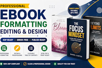 manually format, edit  your ebook for amazon, wattpad KDP kindle books