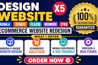 design website x5 joomla strato flazio webnode zyro ecommerce website redesign