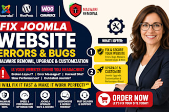 fix joomla website errors bugs malware removal upgrade and website customization