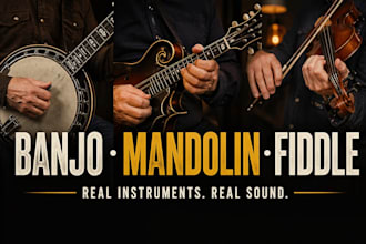 record pro banjo, mandolin and fiddle for your bluegrass or country song