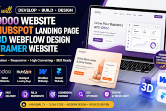 develop build odoo website design hubspot landing page 3d webflow design framer