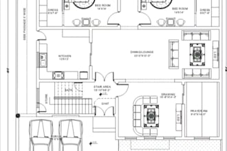 design floor plan architect drawings in autocad