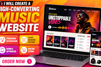 design musician, music producer, band, artist, music portfolio website