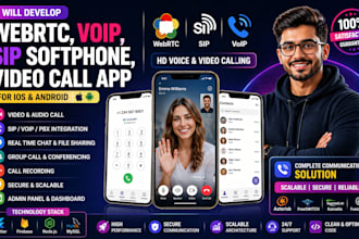 develop webrtc, voip, sip softphone, video call app for ios android