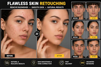 do high end skin retouching and remove all imperfections