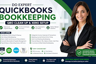 do expert quickbooks bookkeeping, qbo clean up, and xero setup