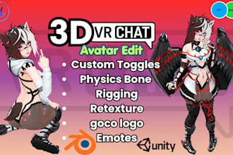fix, edit vrchat avatar, rigging, retexture, emote, vrc nsfw anime, cloth toggle