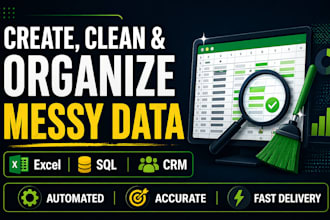 clean and organize messy excel, sql or CRM data with automation