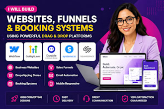 build webflow gohighlevel durable ai systemeio squarespace website booking site
