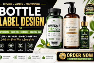 design premium bottle label bottle label design and suppliment bottle label