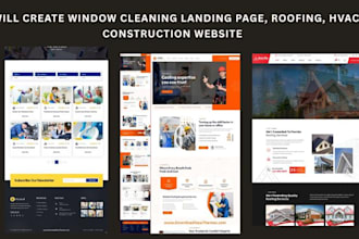 create window cleaning landing page, roofing, hvac construction website