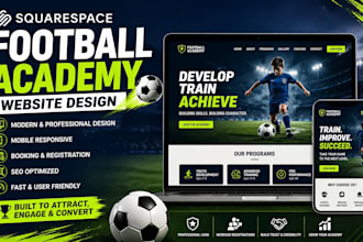 design squarespace football academy website soccer training website sports