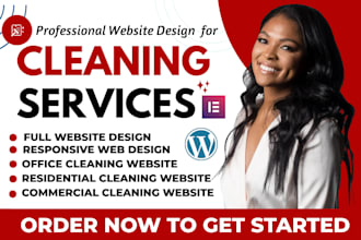 design modern cleaning website residential, commercial, office cleaning website