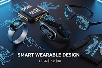 design smart wearables rings, glasses, bands with esp32 and pcb