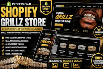 design shopify grillz store with realistic ai images and videos