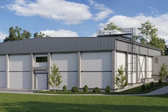 construct logistic exterior facility,3d warehouse layout,cgi render,walkthrough