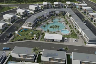 develop 3d real estate site plan, property brochure, cluster housing rendering