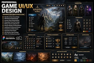 design a interactive unity UI design game UI UX for mobile and PC games
