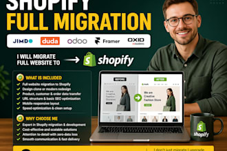 convert clone or transfer jimdo duda odoo framer oxid website to shopify website