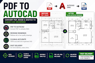convert pdf to autocad, redraw drawings and do cad drafting