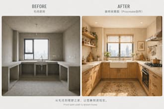 create a hand drawn interior rendering in procreate