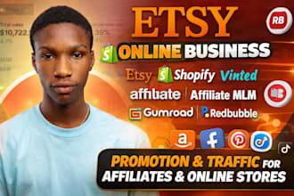 boost etsy, shopify, vinted, whatnot affiliate MLM gumroad, redbubble promotion