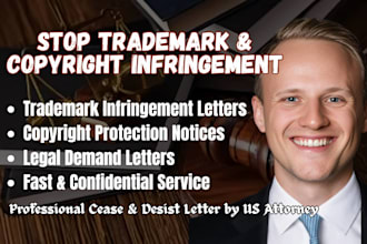 draft trademark or copyright infringement cease and desist letter as US attorney