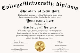 university degree college diploma, high school diploma and diploma certificate