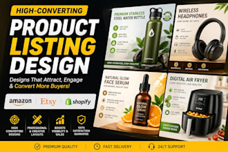 design amazon product listing images, etsy product images, shopify listing