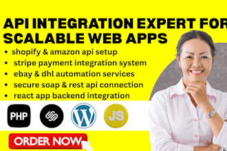 integrate shopify amazon ebay soap API stripe dhl payment integration react app