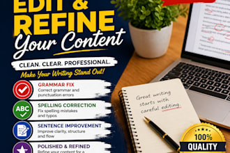 proofread, edit and refine your content for clarity, grammar and professionalism
